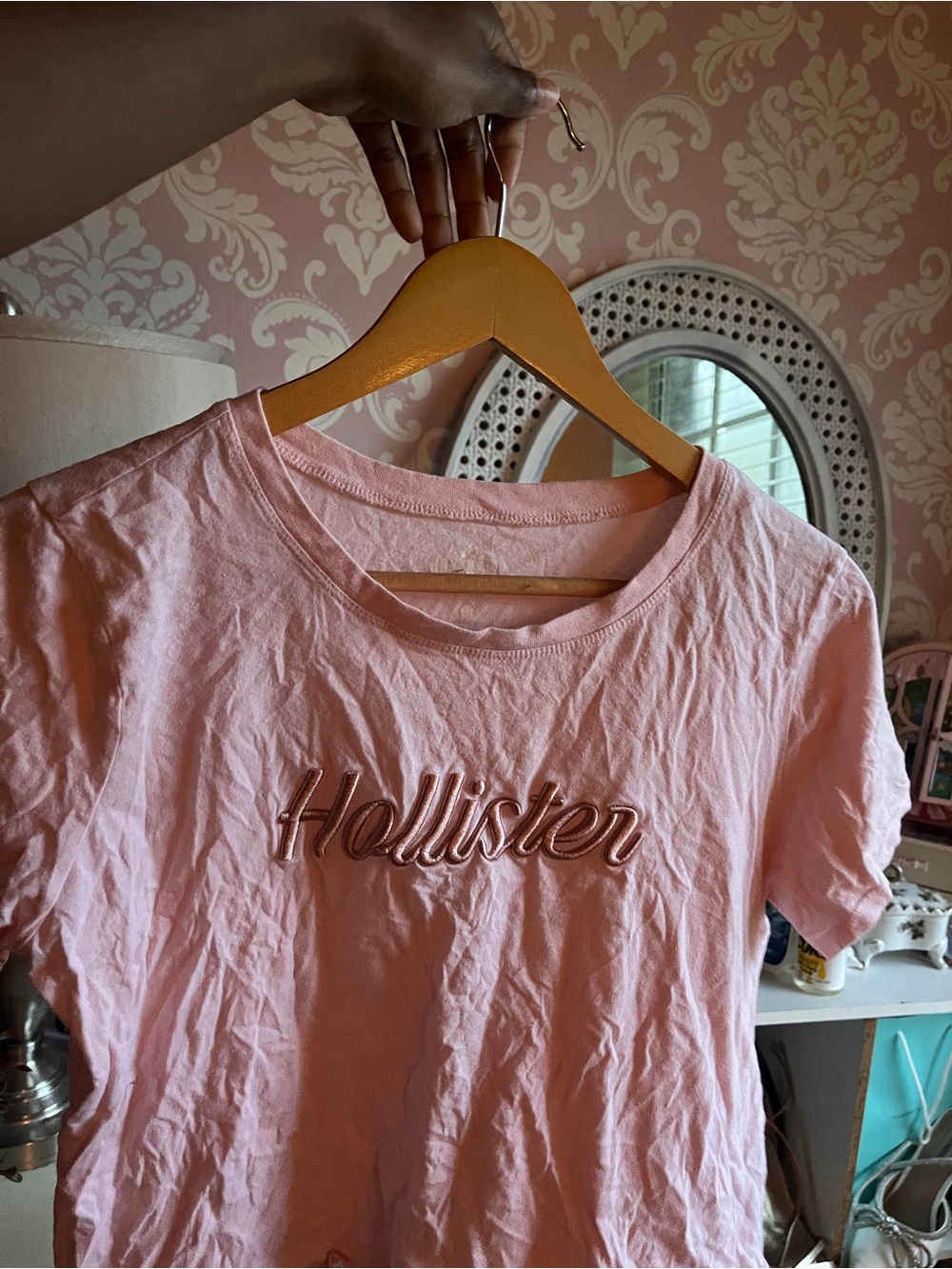 Hollister Light Pink Embroidered Logo Tee